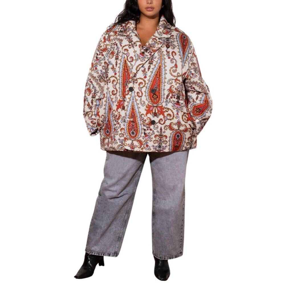 NWOT MARA HOFFMAN Levine Paisley Quilted Coat sz 3X